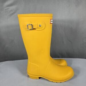Hunter Original Kids Tall Rain Boots 3 Yellow Rubber Waterproof Strap JFT6000